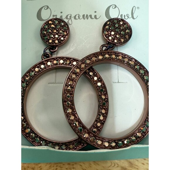 Origami Owl Crystal-Accented Hoop Earrings With Gift Box - Picture 4 of 7